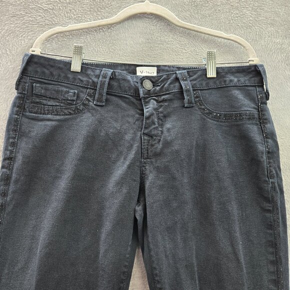 True Religion Women Jeans 32 Black Casey‎ Super Skinny Low Rise Studded Pockets - Picture 14 of 15